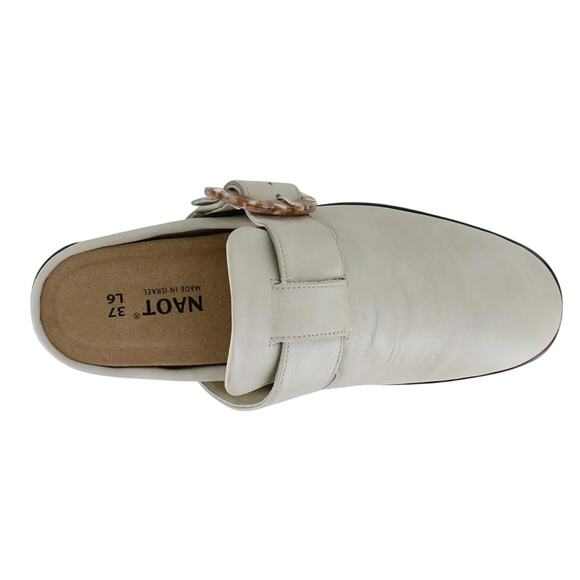 Naot Womens Choice Clogs EU 37 US 6 Ivory Beige Leather Buckle Heel NWOB - Picture 2 of 13